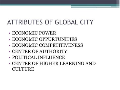 identify the attributes of a global city
